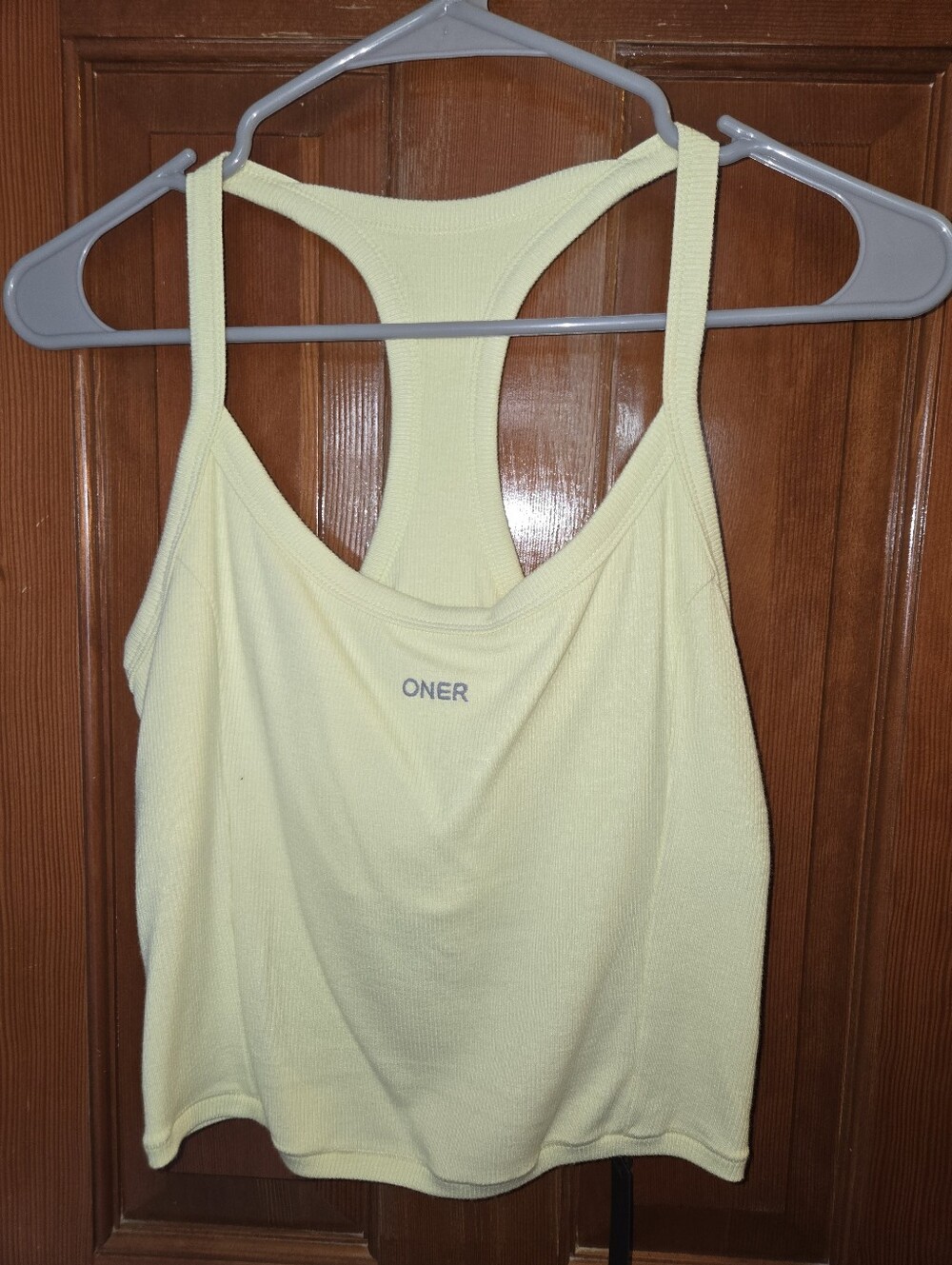 Oner Active Mellow Rib Racer Back Mid Vest Pastel Yellow💛🤍 Size Large